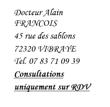 Docteur Alain FRANÇOIS, Médecin Généraliste à Vibraye