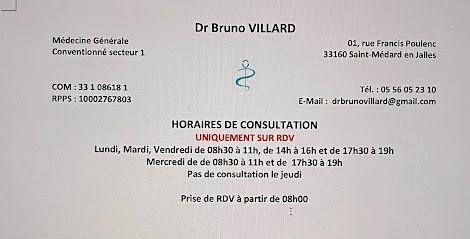 Villard Bruno, Médecin Généraliste à Saint-Médard-en-Jalles
